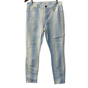 Frame le high ankle skinny crop White Blue ombre Stripe Skinny size 30